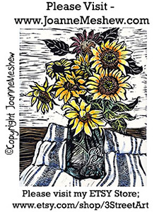 Sunflowers Relief Art Print Joanne Meshew 225